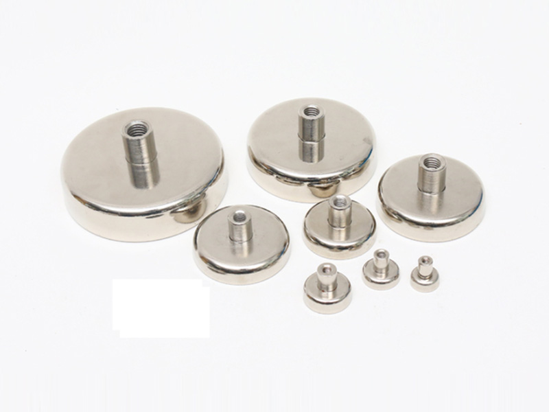 NdFeb Flat Pot Magnets with Thread Bush