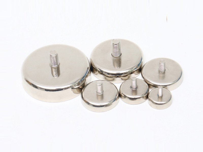NdFeb Flat Pot Magnets with Thread Stud